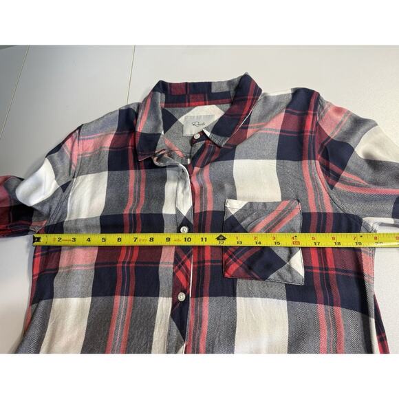 Rails Hunter Plaid Shirt Top Womens Sz M Plaid $188 Western Rustic Outdoor Rayon - Picture 8 of 11